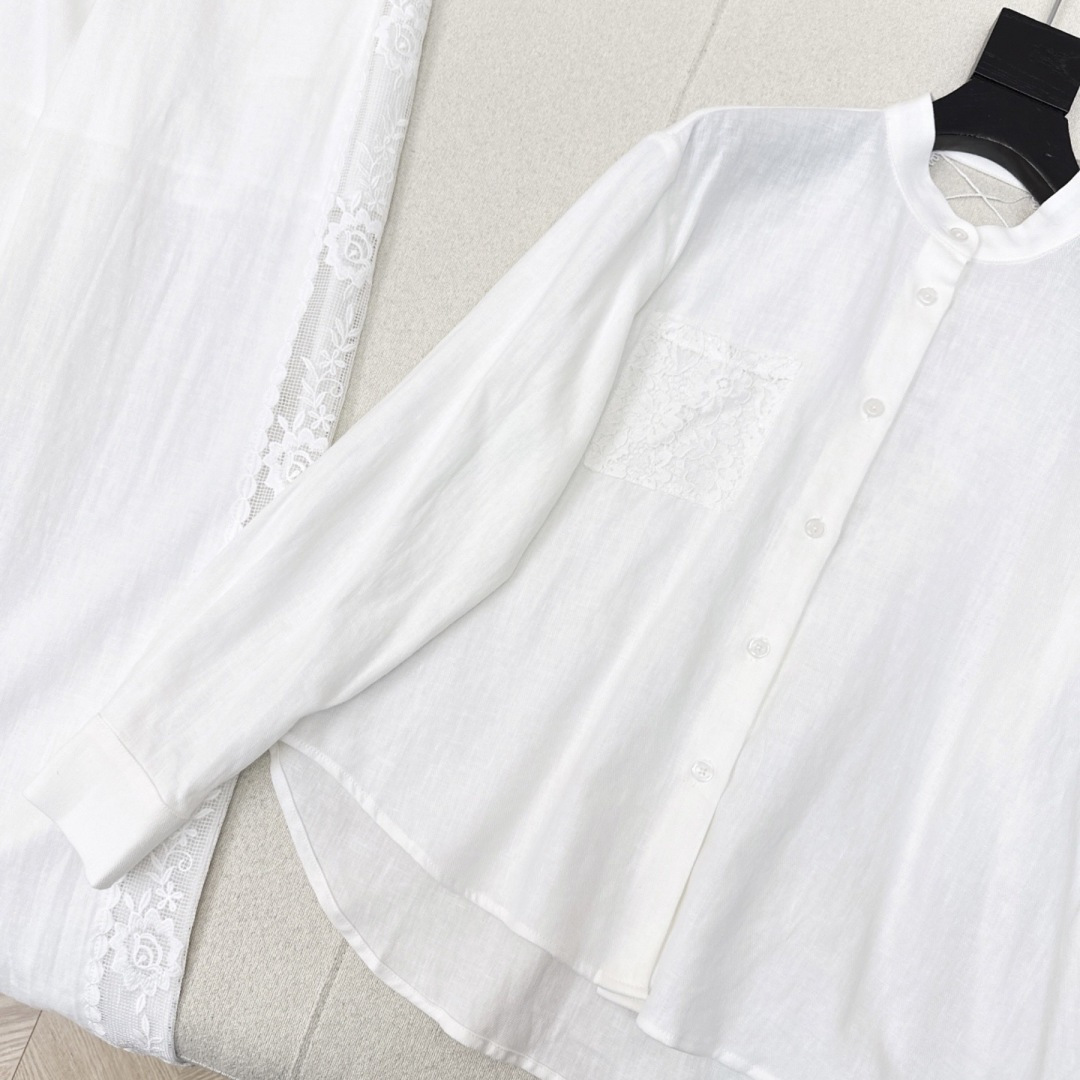 Bc 26Ss————春夏最新款拼接蕾丝装饰亚麻套装🤍拼接蕾丝宽松衬衫 采用百分百亚麻面料 贴身非常舒服