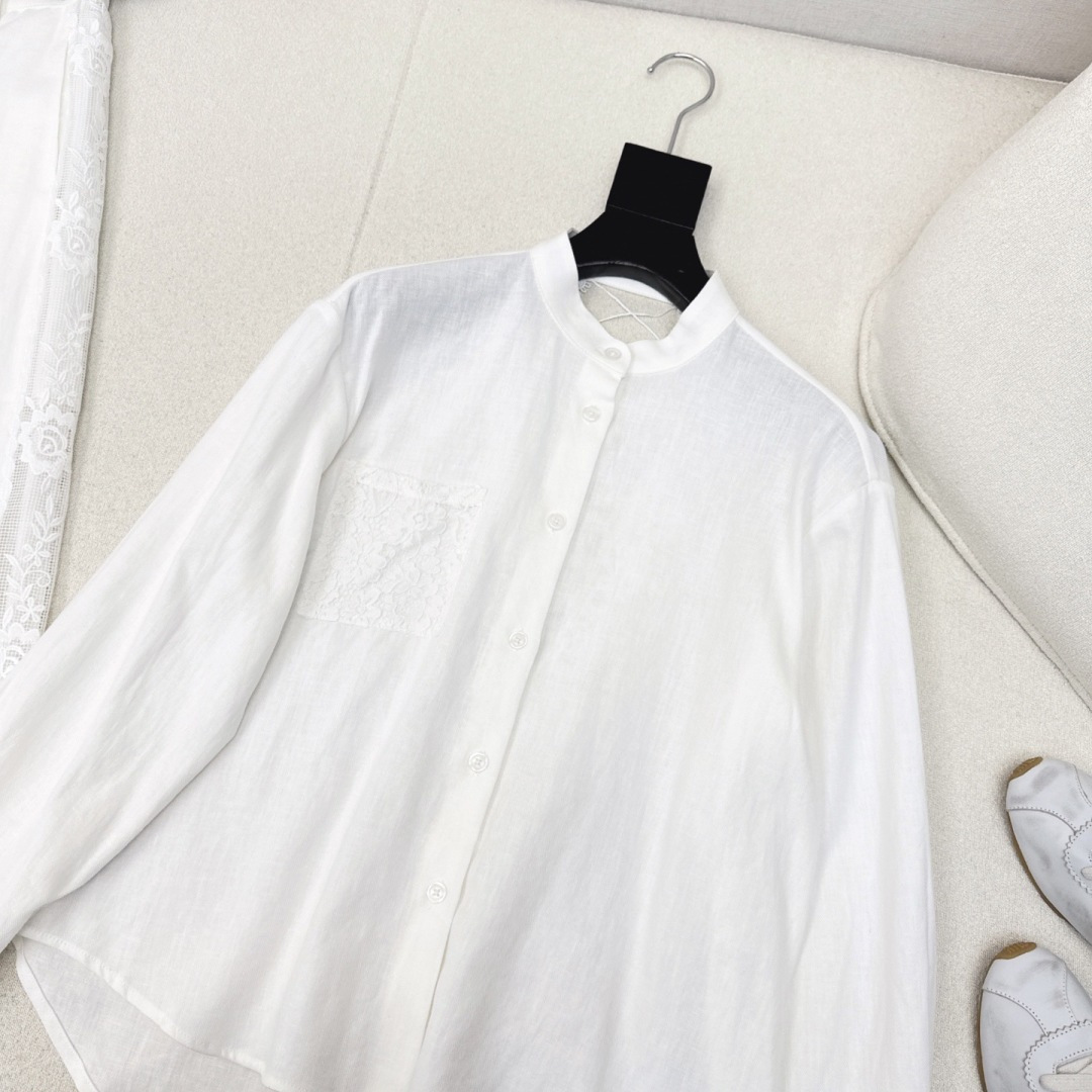 Bc 26Ss————春夏最新款拼接蕾丝装饰亚麻套装🤍拼接蕾丝宽松衬衫 采用百分百亚麻面料 贴身非常舒服
