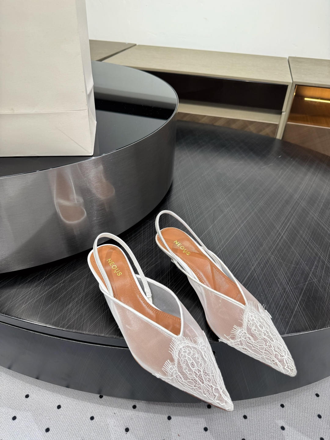Neous Slingback Pumps in Lace and Leather - Elegant Women's Shoes 10 cmp i1745119797858 4198 0 8