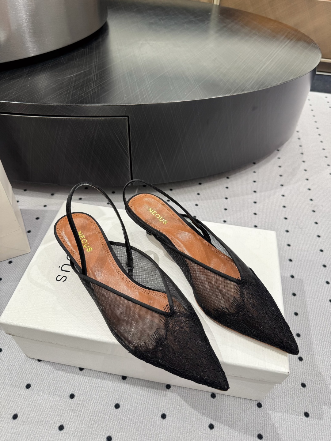 Neous 25Fw Lace Slingback Heels Pointed Toe 4.5cm Heel Height 2 cmp i1745120359727 4619 0 5