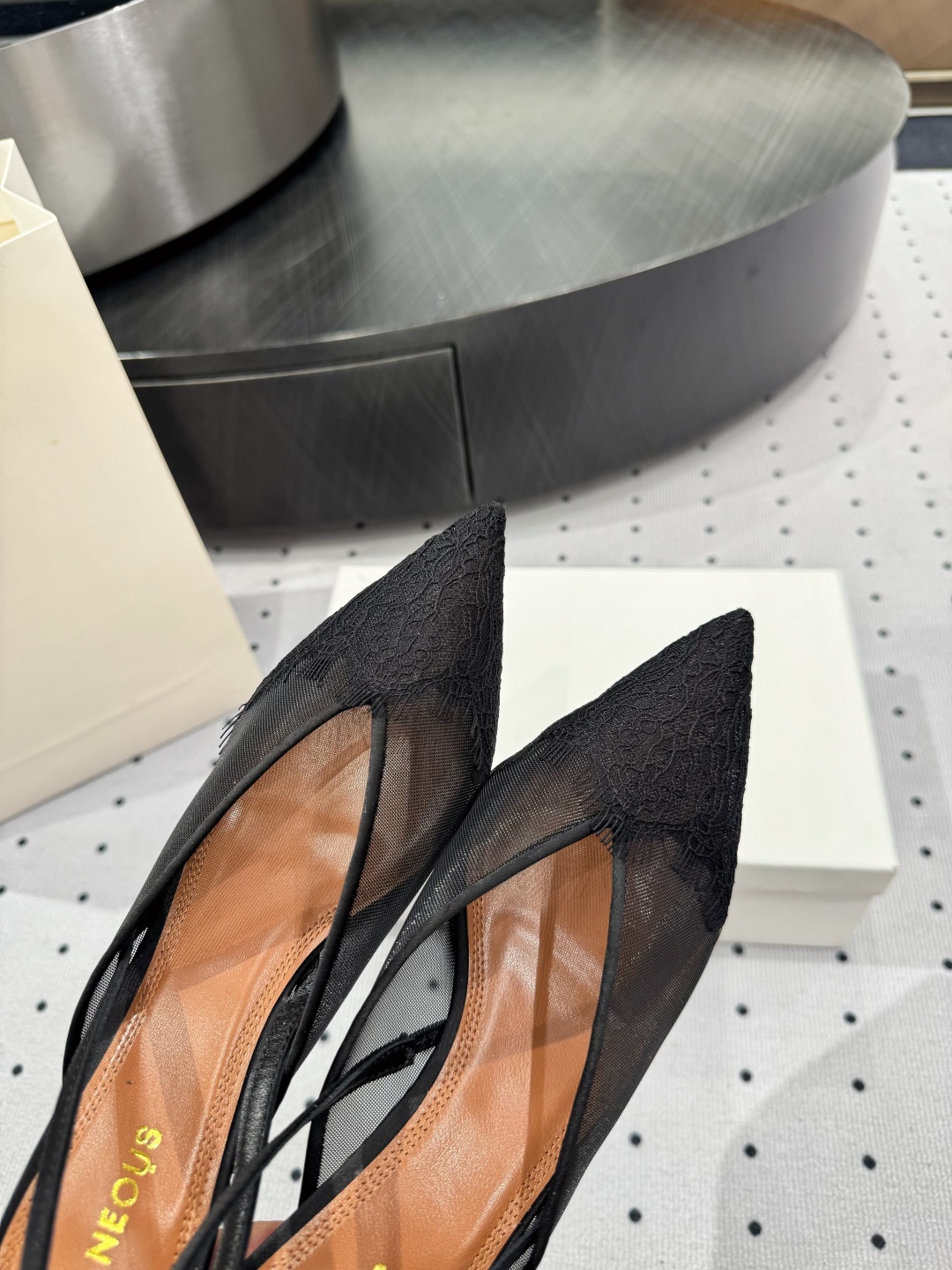 Neous 25Fw Lace Slingback Heels Pointed Toe 4.5cm Heel Height 5 cmp i1745120361107 4130 0 2