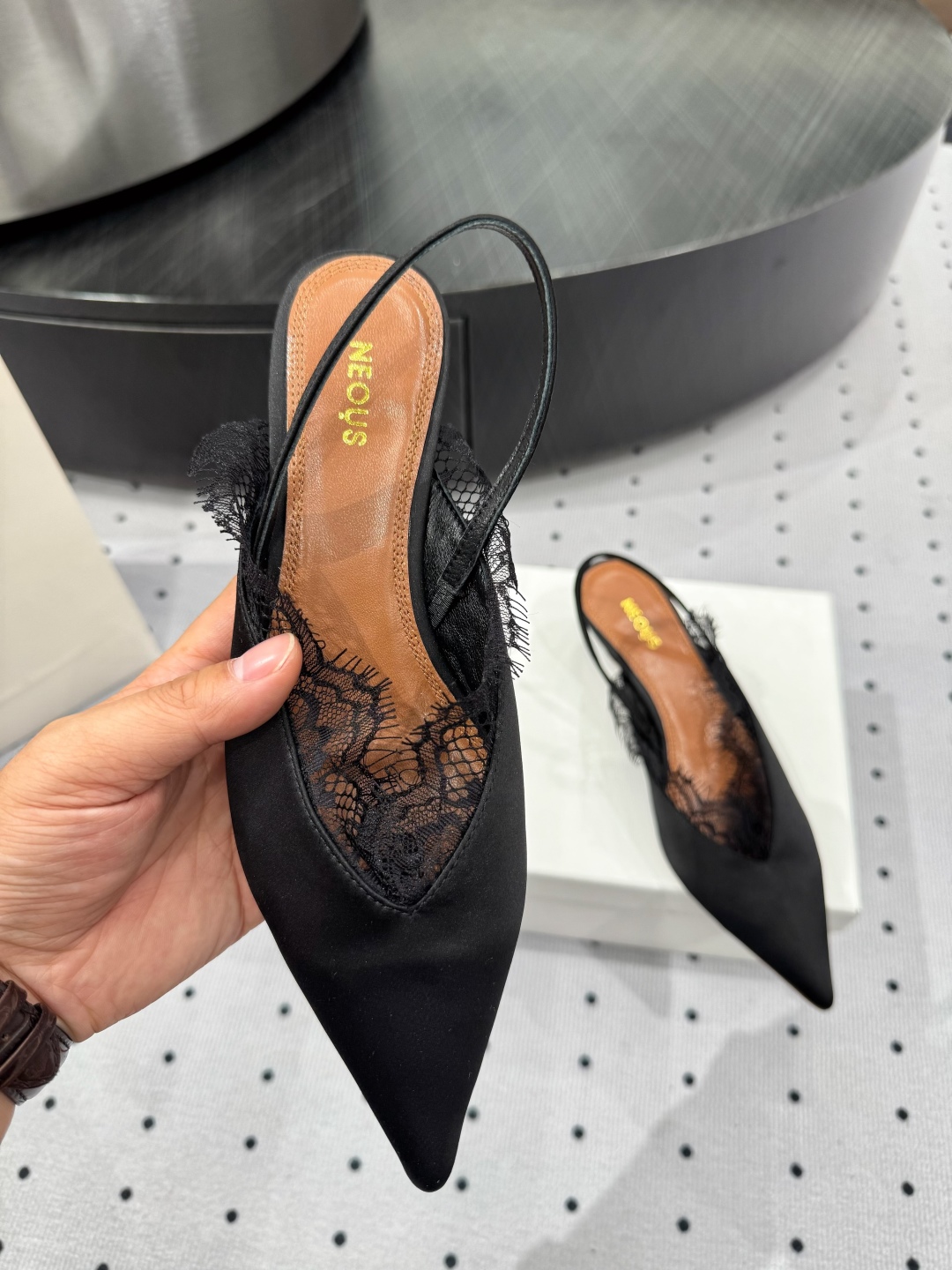 Neous Women's Slingback Pumps with Lace Detail - Elegant Evening Shoes 8 cmp i1745120426273 8896 0 6