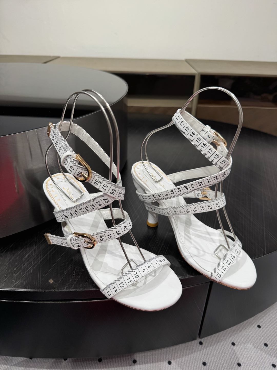 Schiaparelli White Leather Heeled Sandals with Tape Measure Straps 9 cmp i1745388434495 872 0 7