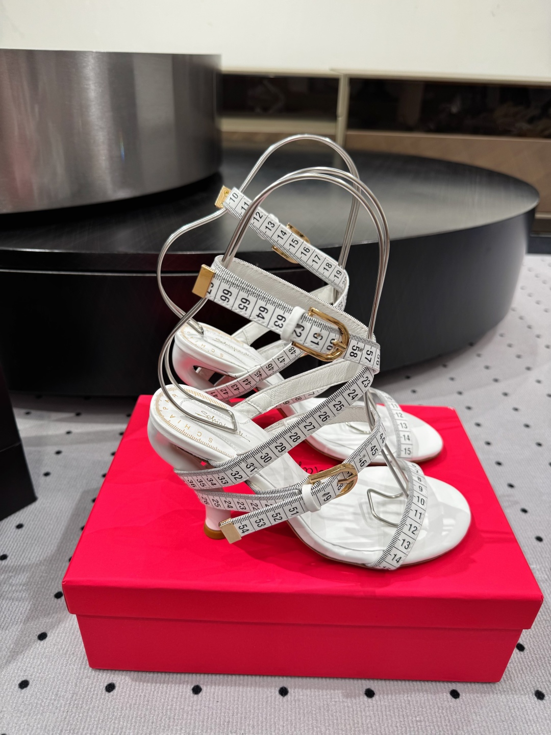 Schiaparelli White Leather Heeled Sandals with Tape Measure Straps 7 cmp i1745388434506 4916 0 4