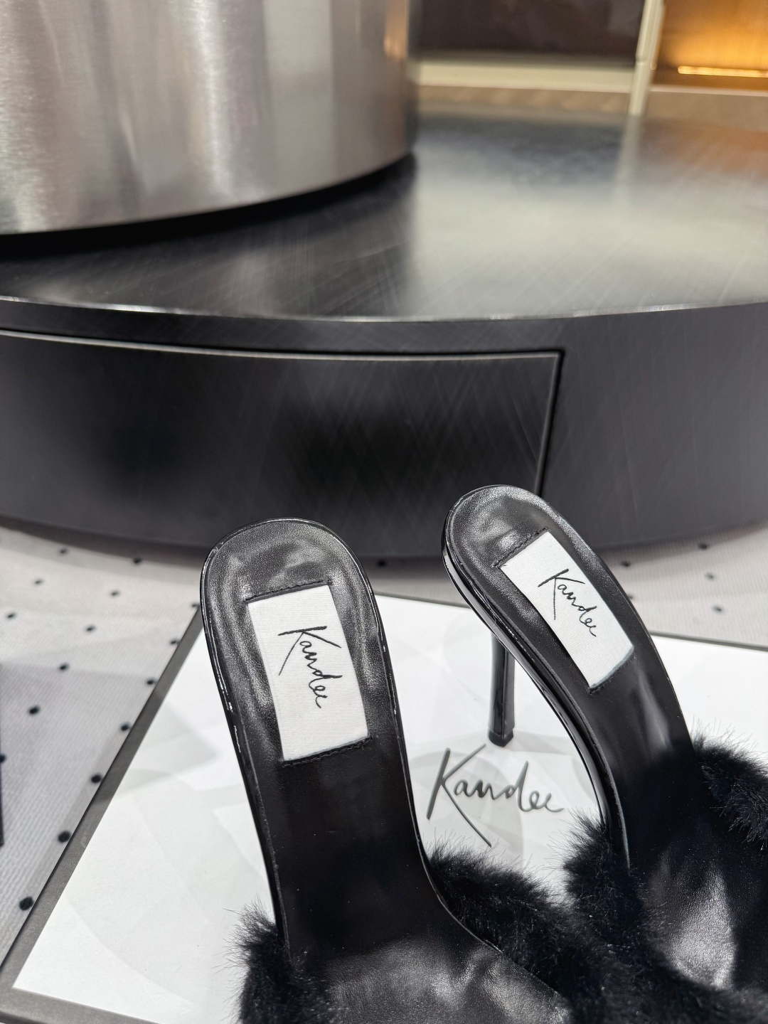 Kandee Black Furry Pointed Toe Stiletto Heel Mules Sandals 6 cmp i1745390371436 9865 0 3