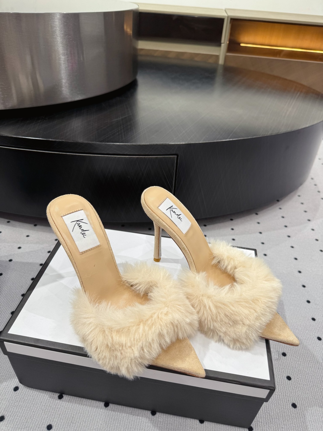 Kandee Women's Furry High Heel Mules - Elegant Style, Italian Leather 8 cmp i1745390458186 6884 0 6