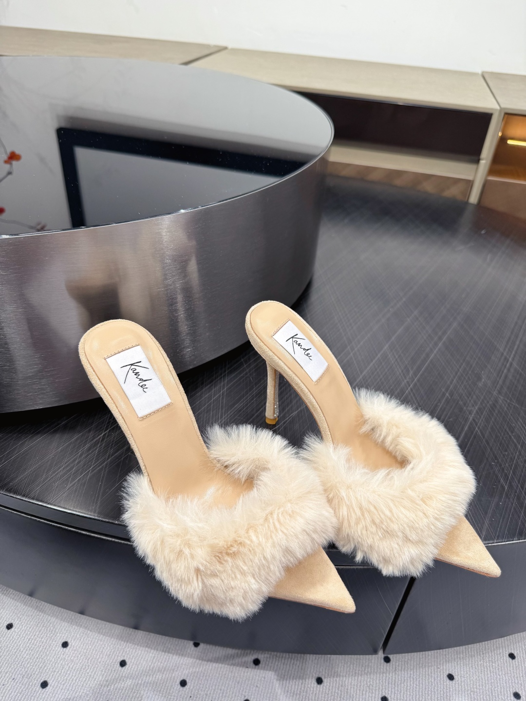 Kandee Women's Furry High Heel Mules - Elegant Style, Italian Leather 10 cmp i1745390461310 8877 0 8