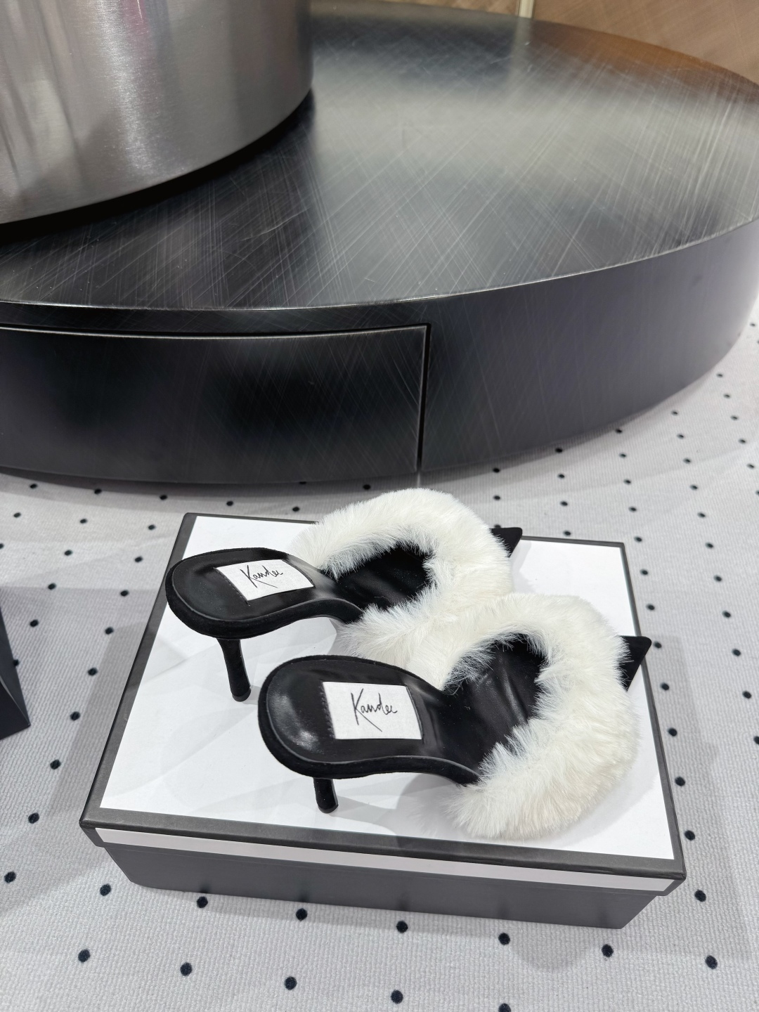 Kandee Black Suede Heeled Mules with White Fur Trim - Chic and Elegant 8 cmp i1745390536044 9863 0 6
