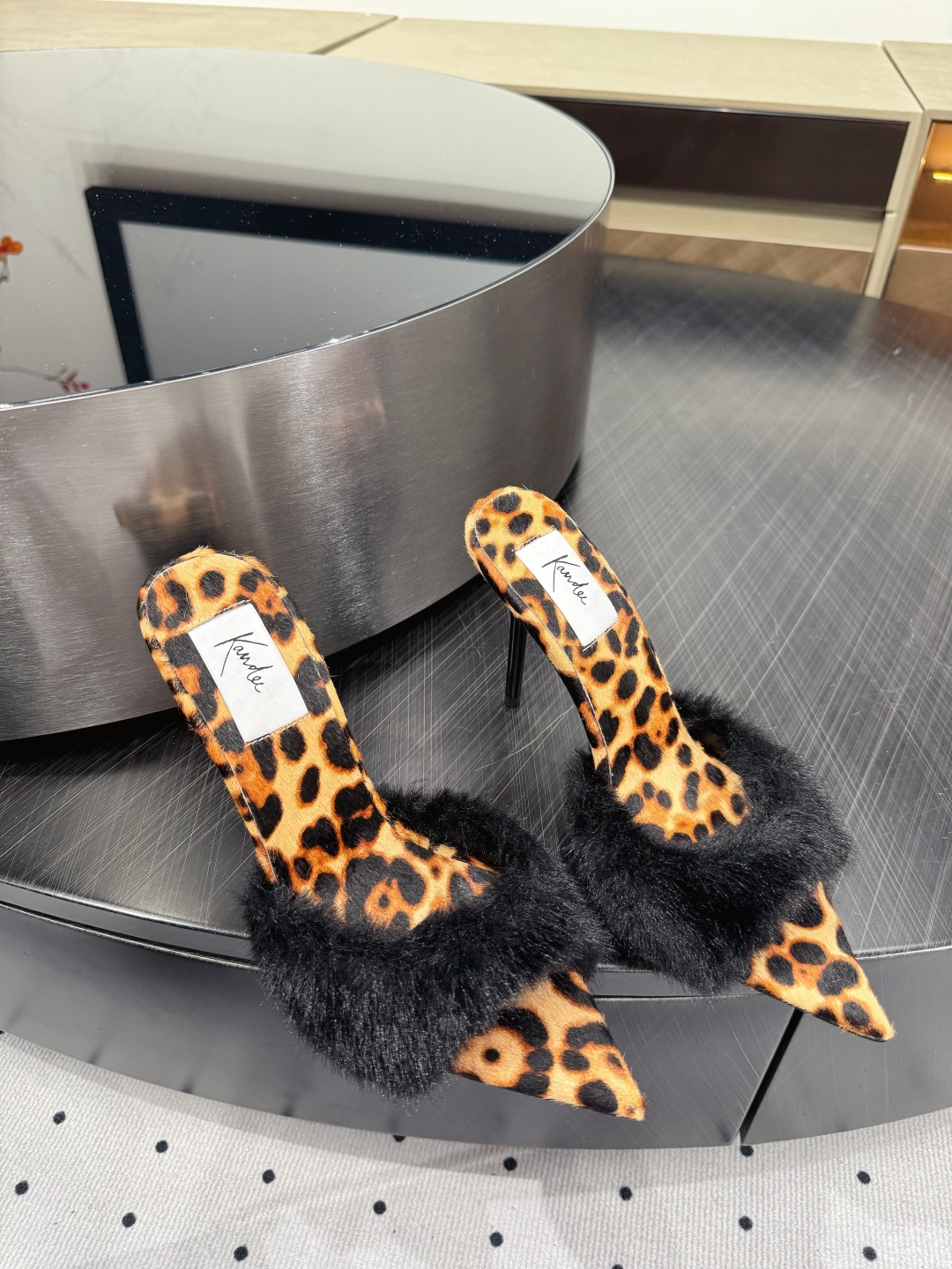 Kandee Leopard Print Heels with Fur Detail - Italian Leather Sole 9 cmp i1745390593907 467 0 7