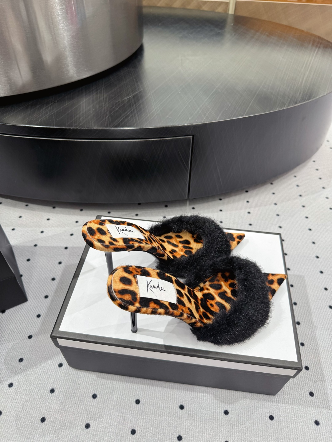 Kandee Leopard Print Heels with Fur Detail - Italian Leather Sole 8 cmp i1745390593918 6119 0 5