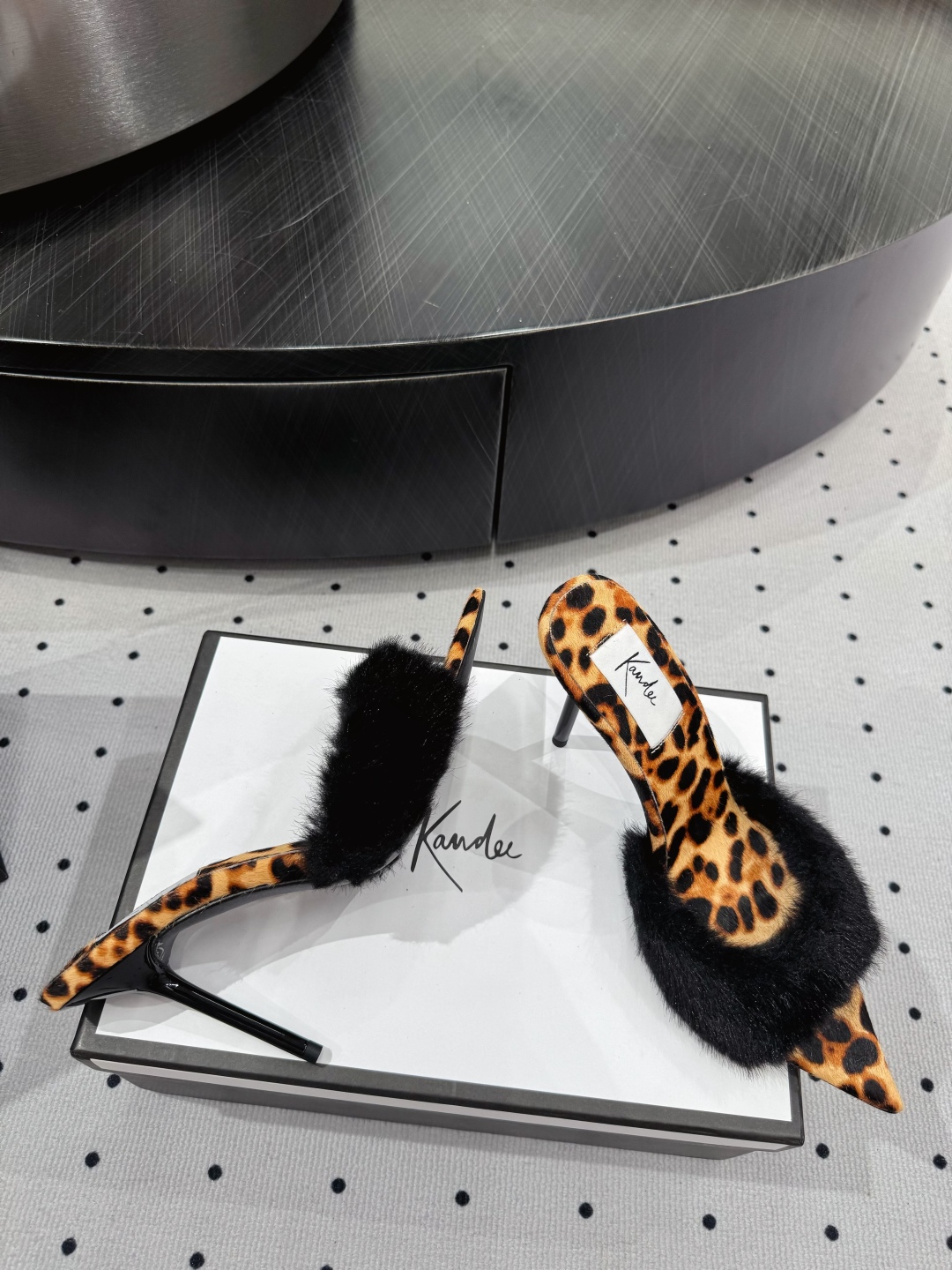 Kandee Leopard Print Heels with Fur Detail - Italian Leather Sole 10 cmp i1745390595264 273 0 8