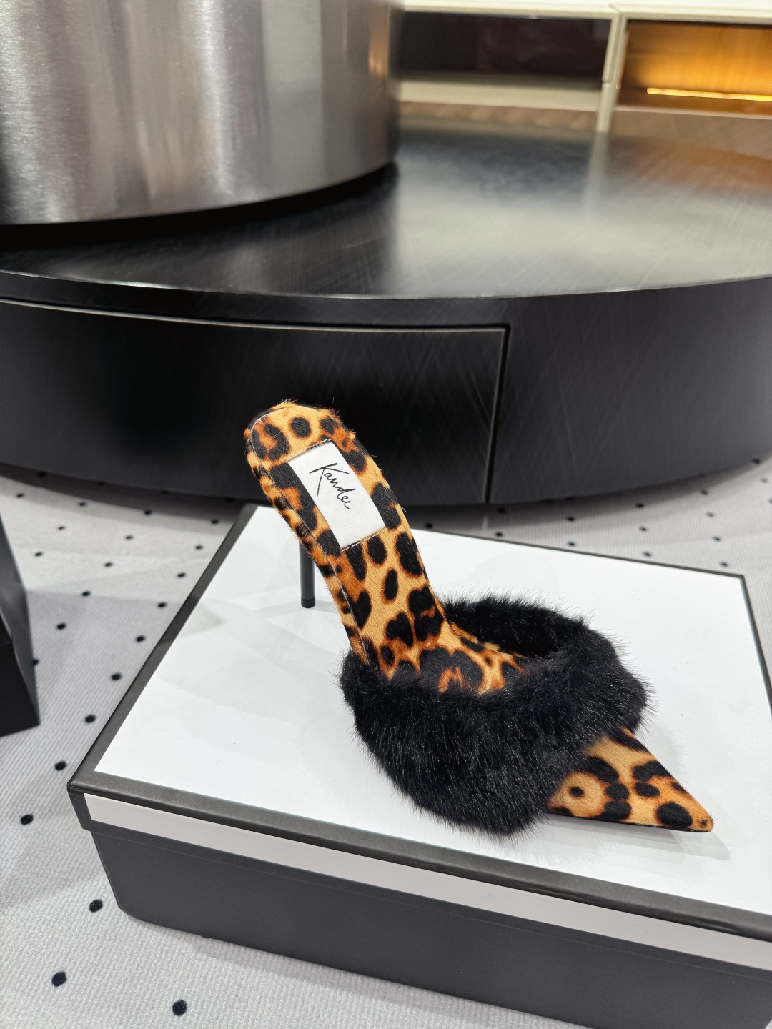 Kandee Leopard Print Heels with Fur Detail - Italian Leather Sole 1 Kandee Leopard Print Heels with Fur Detail - Italian Leather Sole