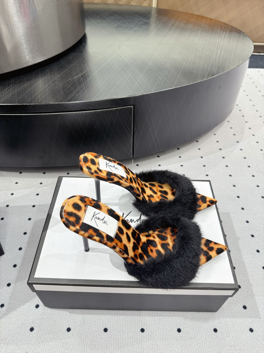 Kandee Leopard Print Heels with Fur Detail - Italian Leather Sole 5 cmp i1745390598371 1757 0 2