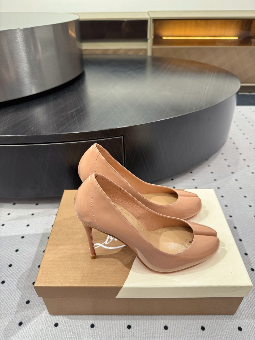 Christian Louboutin Nude Patent Leather Pumps Red Bottom Heels Women Shoes 5 cmp i1745686900092 2186 0 2