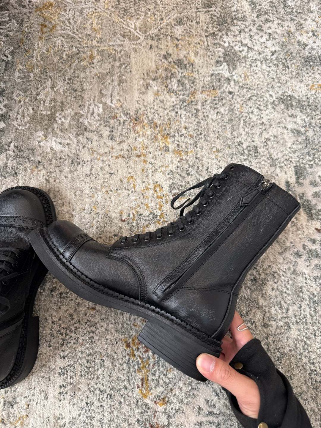 Miu Miu Women's Black Leather Lace-Up Moto Combat Boots, Size 35-40 6 cmp i1756832921741 8322 0 4