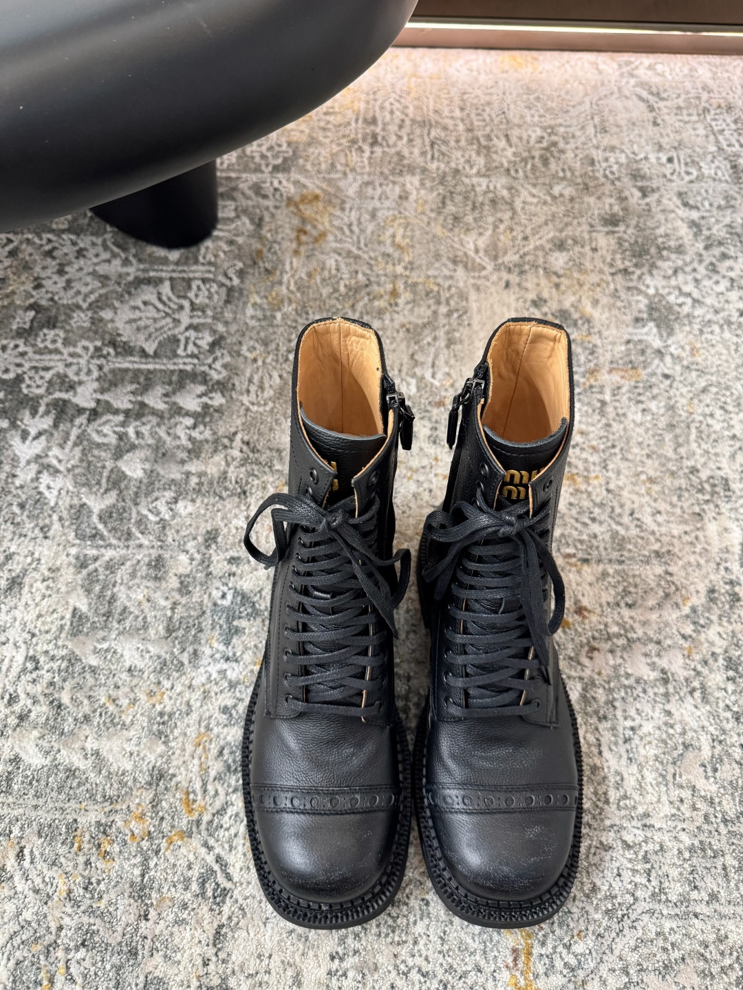 Miu Miu Women's Black Leather Lace-Up Moto Combat Boots, Size 35-40 3 cmp i1756832926341 5692 0 0