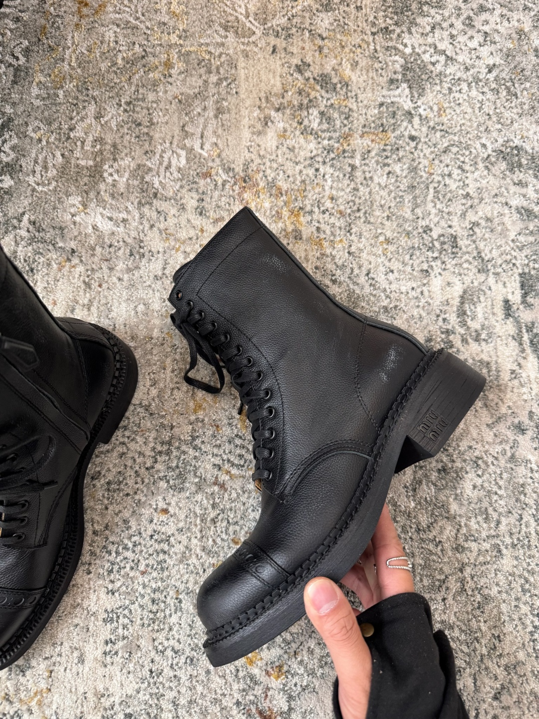 Miu Miu Women's Black Leather Lace-Up Moto Combat Boots, Size 35-40 2 cmp i1756832926346 5610 0 3