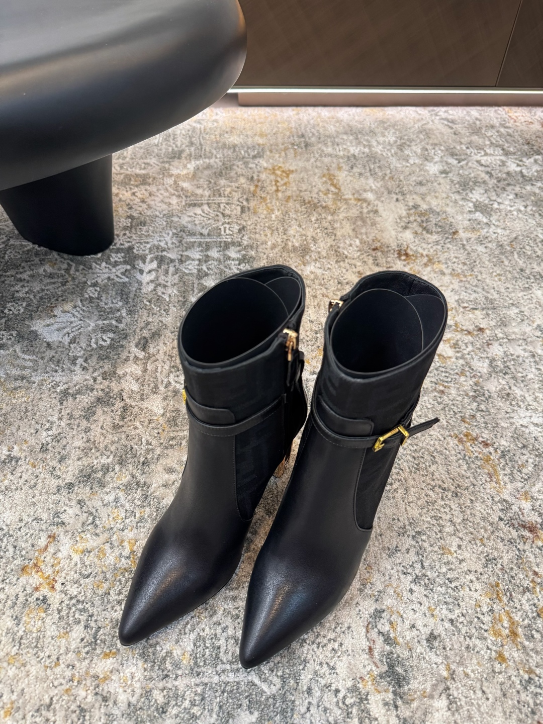 Fendi Women's Fabric and Leather Ankle Boots with Gold Heel 5 cmp i1758386404968 3827 0 2