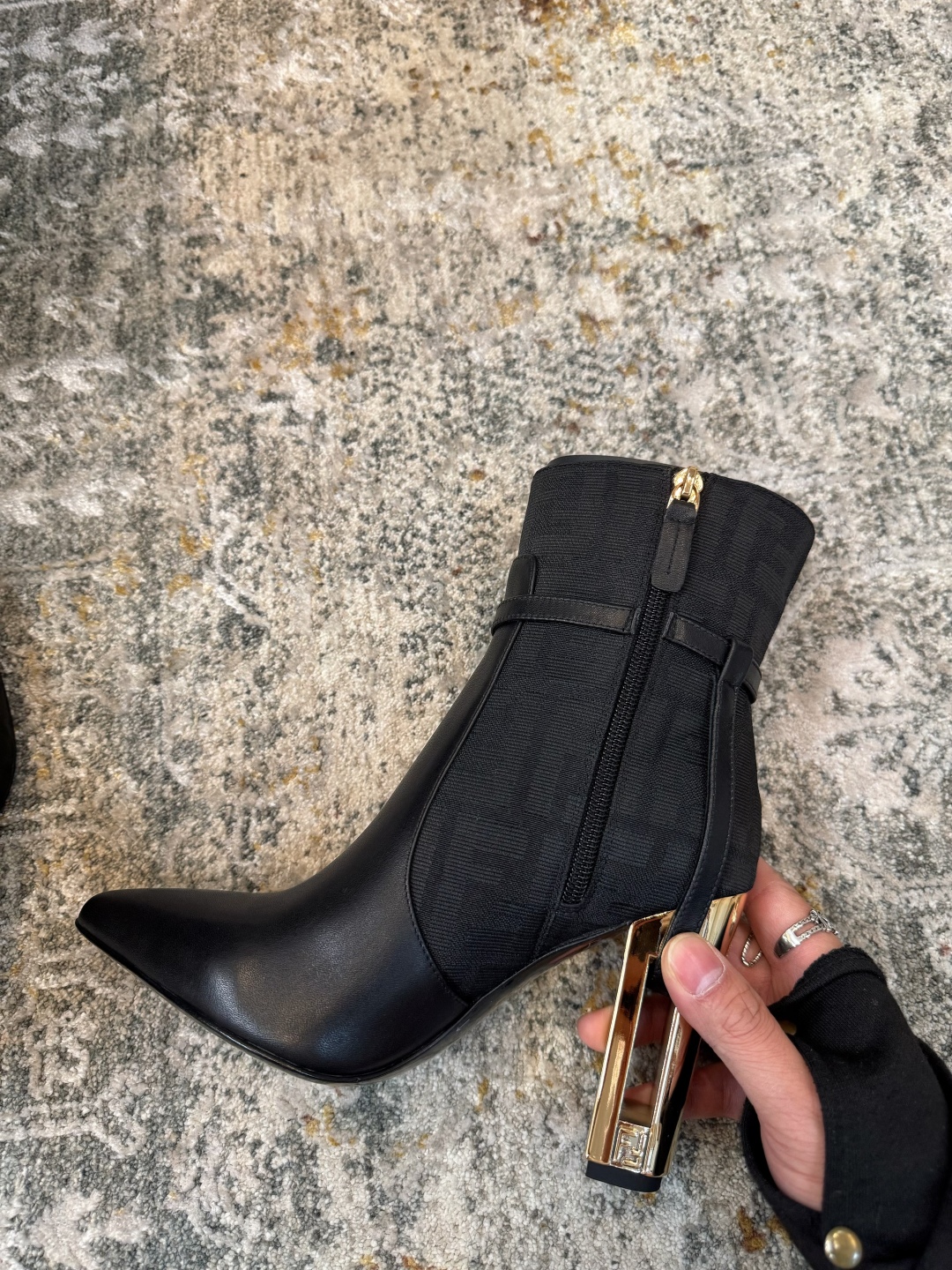 Fendi Women's Fabric and Leather Ankle Boots with Gold Heel 6 cmp i1758386409025 3209 0 4