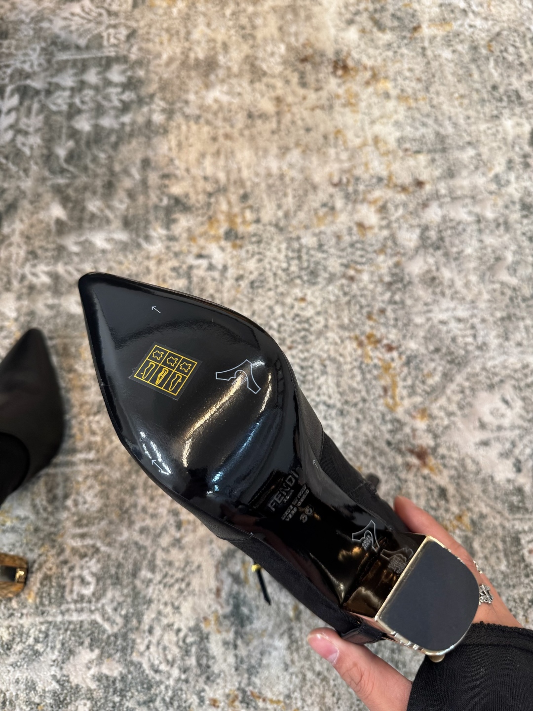 Fendi Women's Fabric and Leather Ankle Boots with Gold Heel 7 cmp i1758386409030 4716 0 5