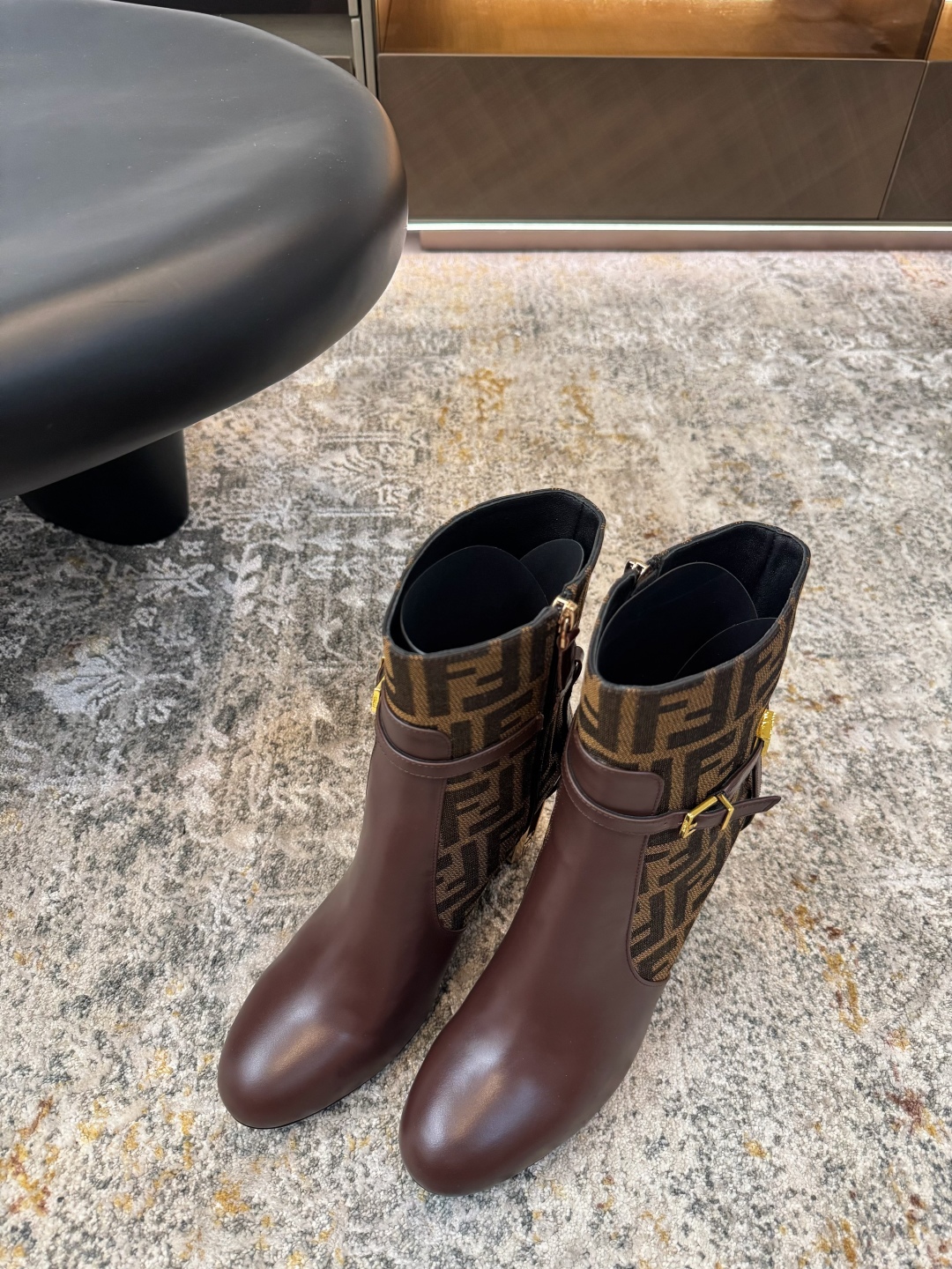 Fendi Brown Leather Heeled Boots with FF Logo and Gold Heel Detail 5 cmp i1758387028559 7757 0 2