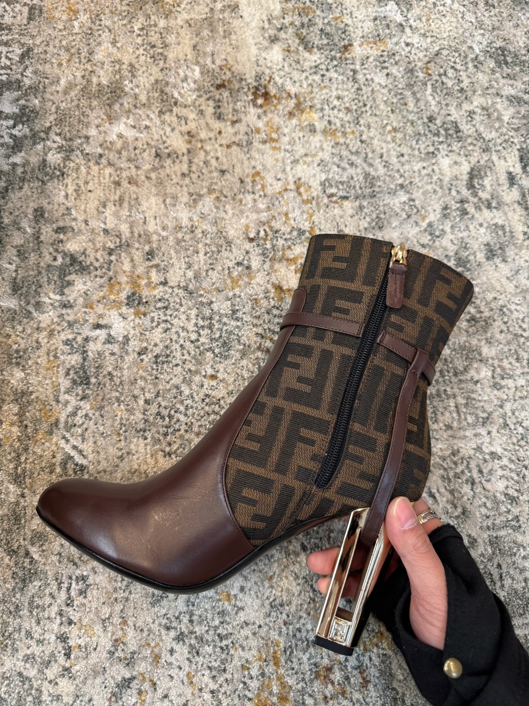 Fendi Brown Leather Heeled Boots with FF Logo and Gold Heel Detail 6 cmp i1758387033154 2505 0 4