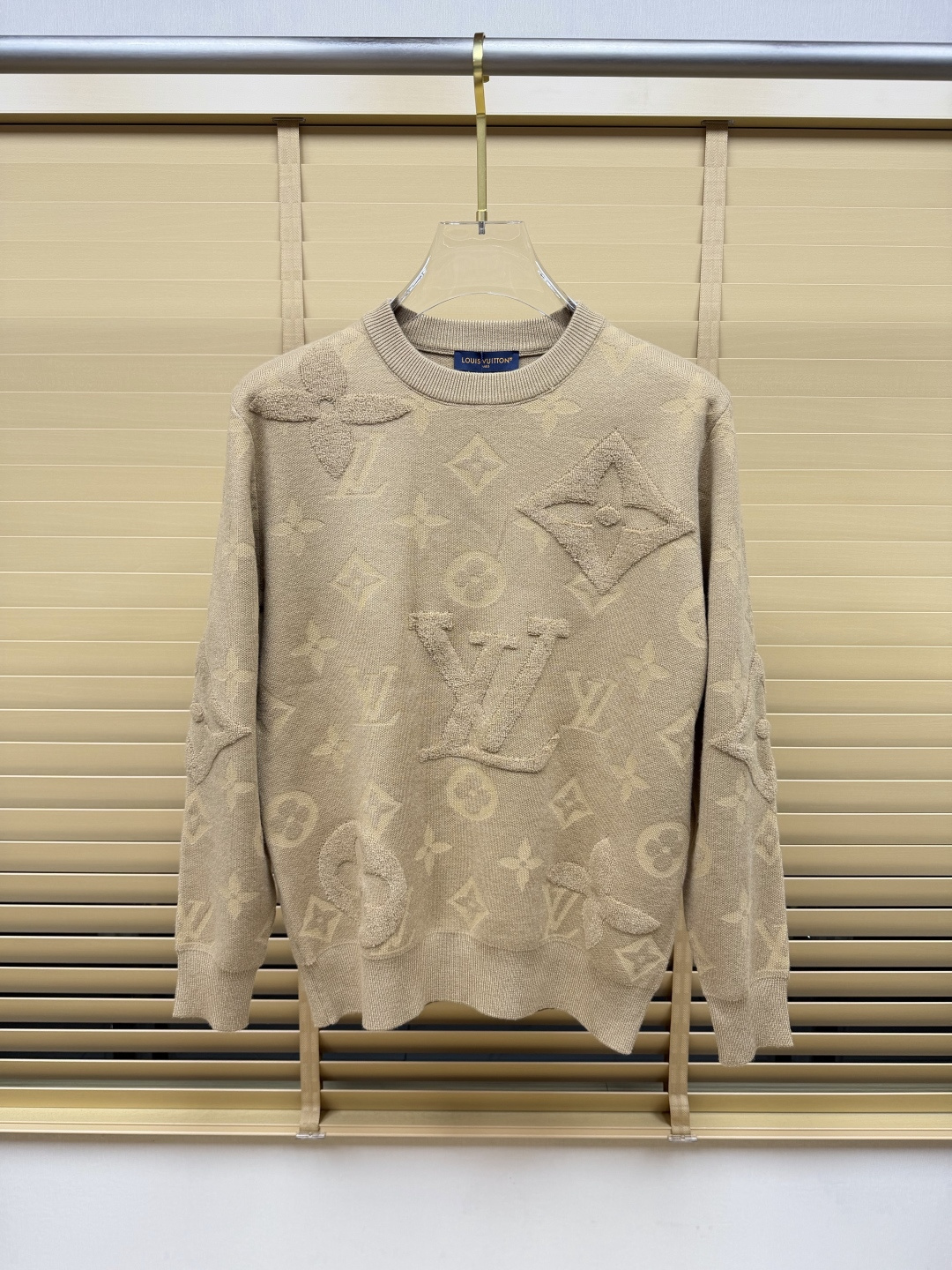 Louis Vuitton Beige Raised Monogram Sweater