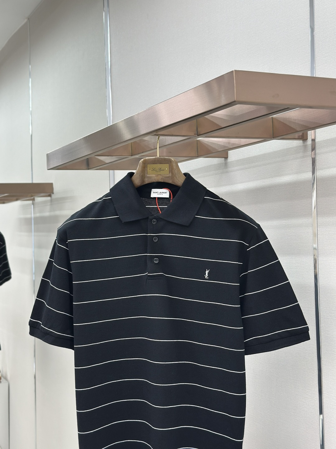 Saint Laurent SaintLaurent 标识刺绣条纹POLO衫