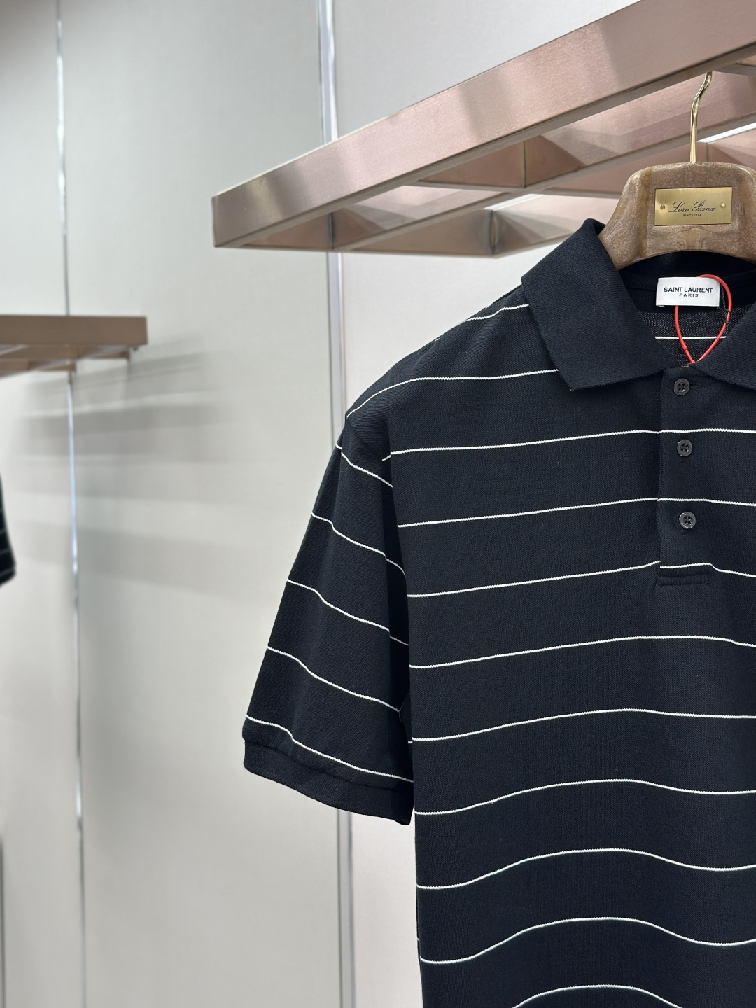 Saint Laurent SaintLaurent 标识刺绣条纹POLO衫