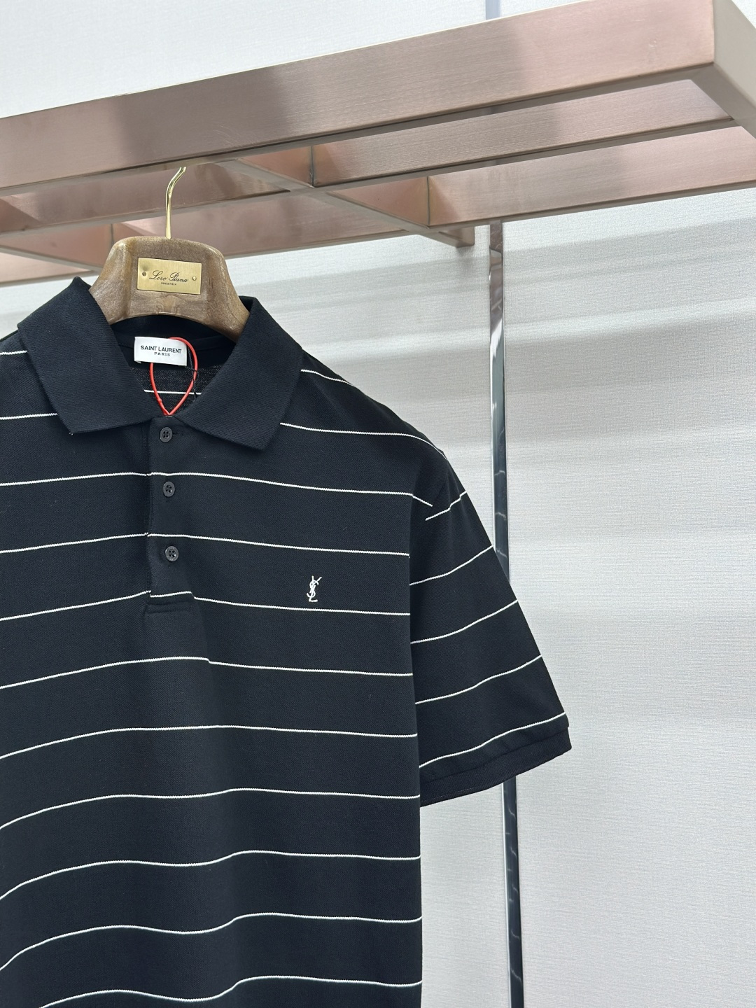 Saint Laurent SaintLaurent 标识刺绣条纹POLO衫