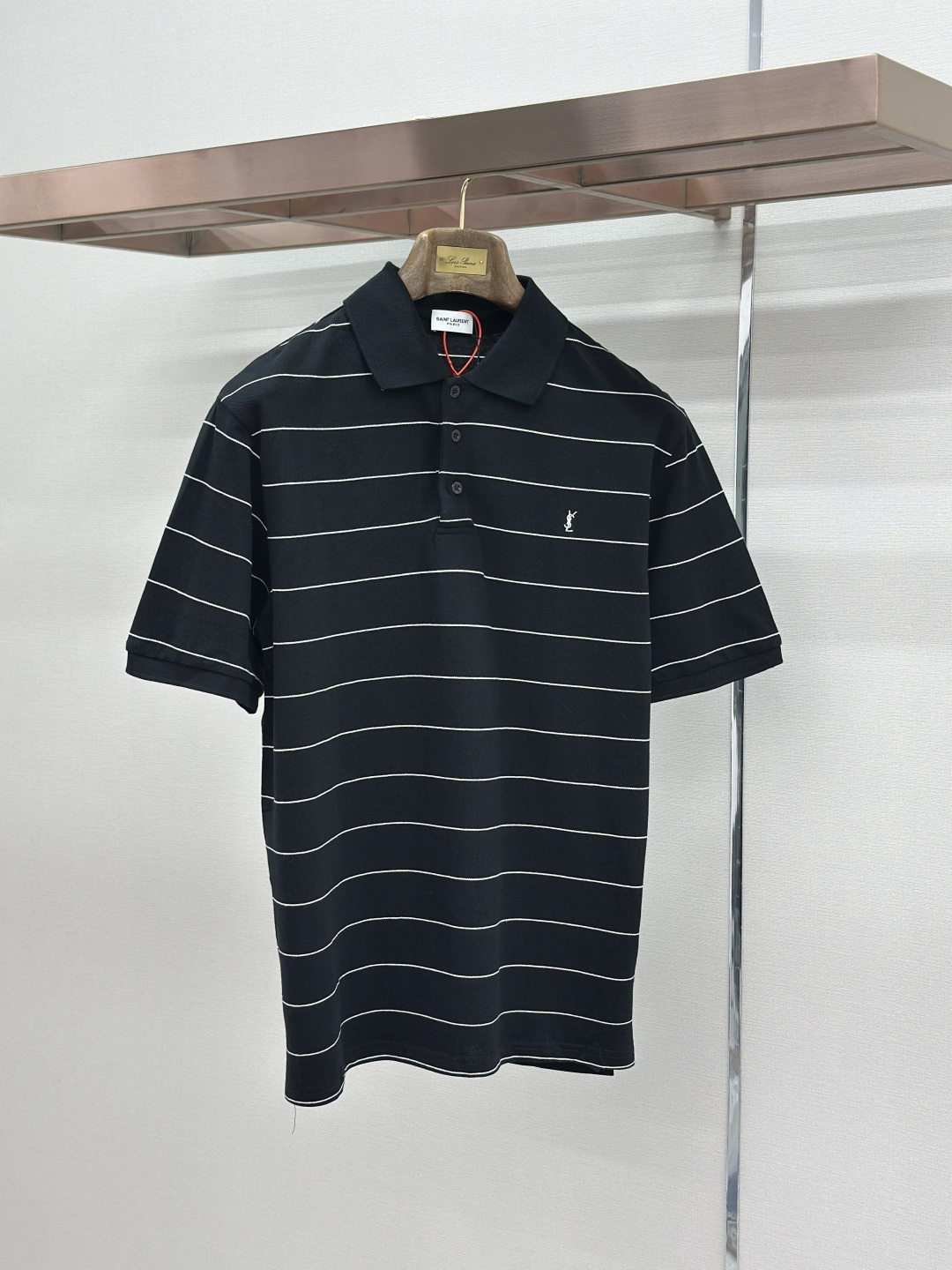 Saint Laurent SaintLaurent 标识刺绣条纹POLO衫