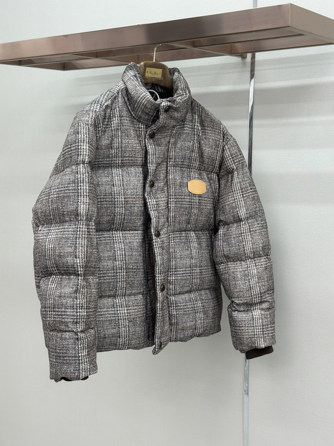 Louis Vuitton LOUIS VUITTON LV 皮章格纹粗花呢束腰羽绒棉服