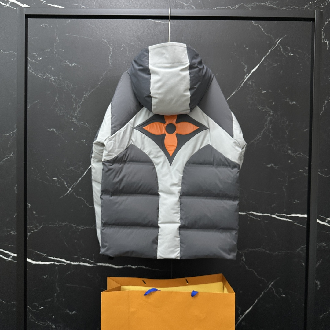 #正品级:𝐋𝐨𝐮𝐢𝐬 𝐕𝐮𝐢𝐭𝐭𝐨𝐧｜路易威登 LV 秋冬新款 SKI滑雪系列灰色潮流连帽羽绒服#V07