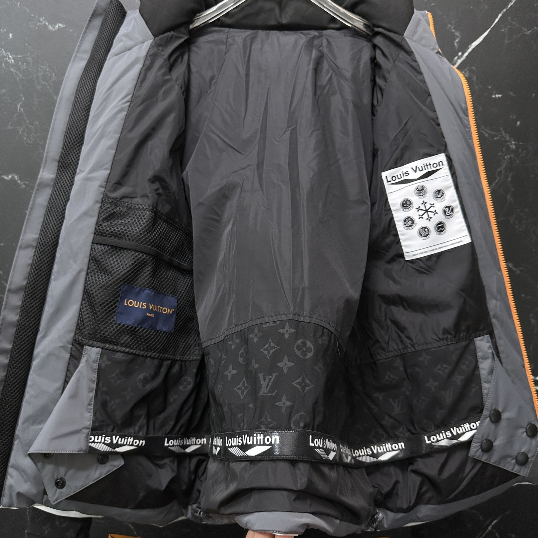 #正品级:𝐋𝐨𝐮𝐢𝐬 𝐕𝐮𝐢𝐭𝐭𝐨𝐧｜路易威登 LV 秋冬新款 SKI滑雪系列灰色潮流连帽羽绒服#V07