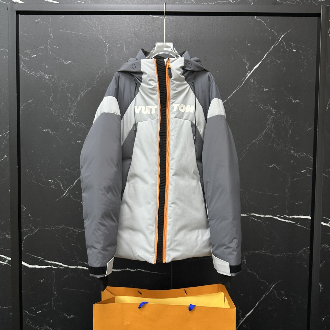 #正品级:𝐋𝐨𝐮𝐢𝐬 𝐕𝐮𝐢𝐭𝐭𝐨𝐧｜路易威登 LV 秋冬新款 SKI滑雪系列灰色潮流连帽羽绒服#V07