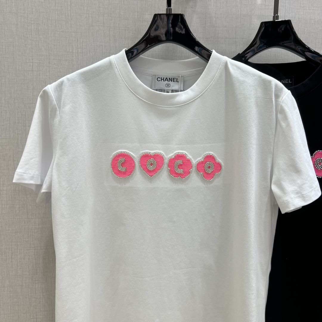 Embroidered Beaded Letter Short Sleeve T-Shirt - Breathable & Comfortable 6 cmp i1748457332366 2581 0 4