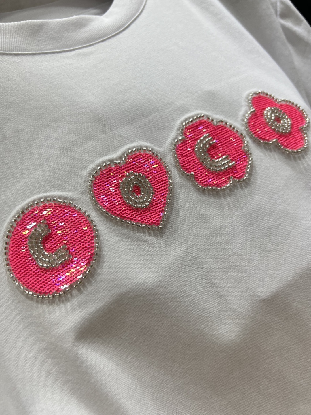 Embroidered Beaded Letter Short Sleeve T-Shirt - Breathable & Comfortable 4 cmp i1748457335391 9874 0 2