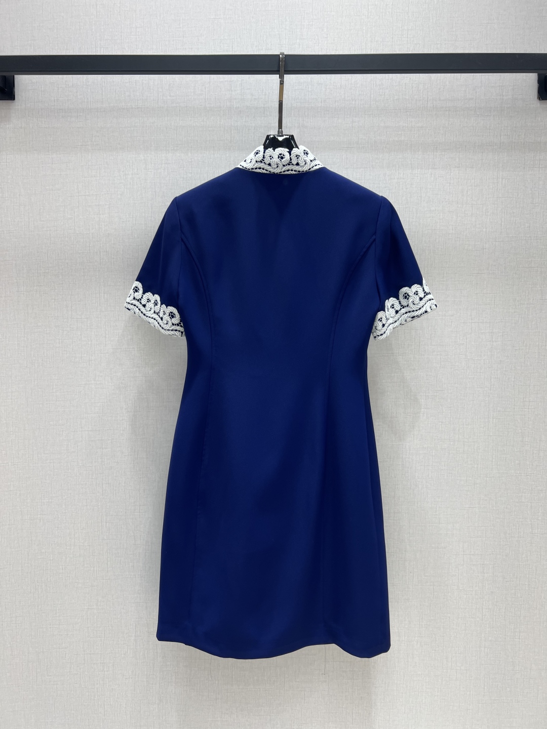 Elegant Lace Patchwork Mini Dress - Slim Fit, High Neck, Metal Button Detail 9 cmp i1750495676758 9398 0 7