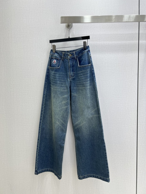 Moncler Women's High-Waisted Wide Leg Jeans - Vintage Wash Denim 1 Moncler Women's High-Waisted Wide Leg Jeans - Vintage Wash Denim