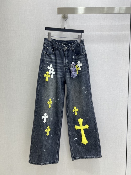 Chrome Hearts 2025 New Denim Cross Pants High Waist Wide Leg Trousers 1 Chrome Hearts 2025 New Denim Cross Pants High Waist Wide Leg Trousers