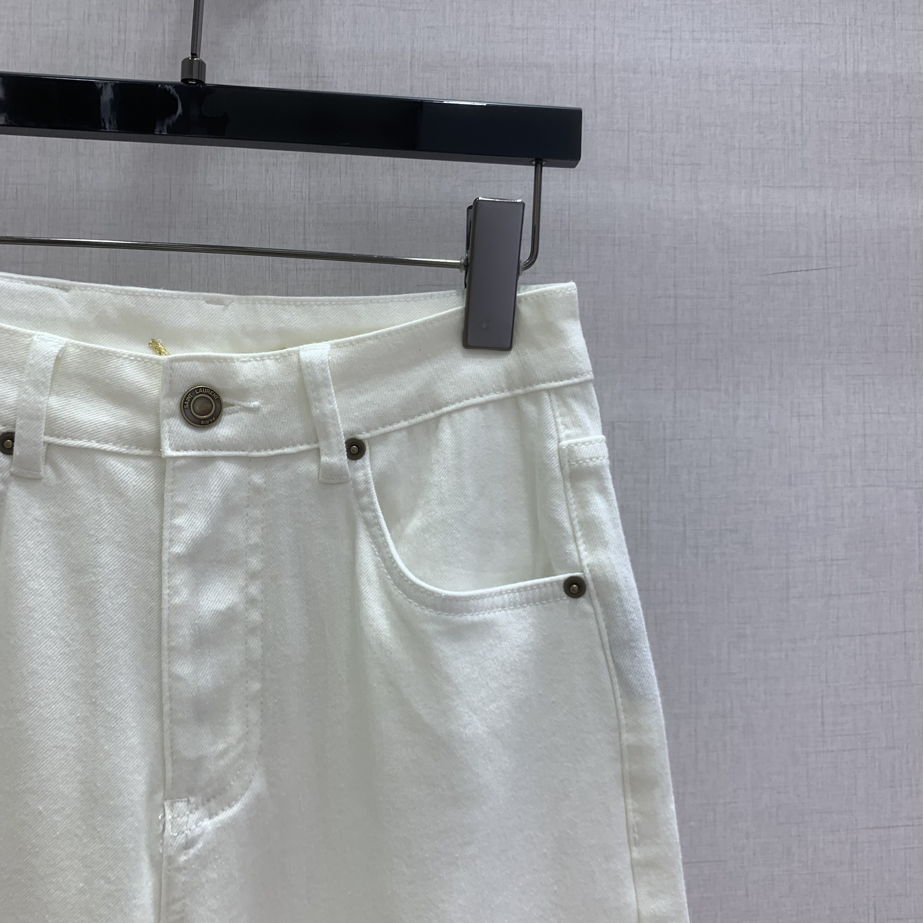 생로랑 자수 로고 여성 데님 바지 103473 이미지 12