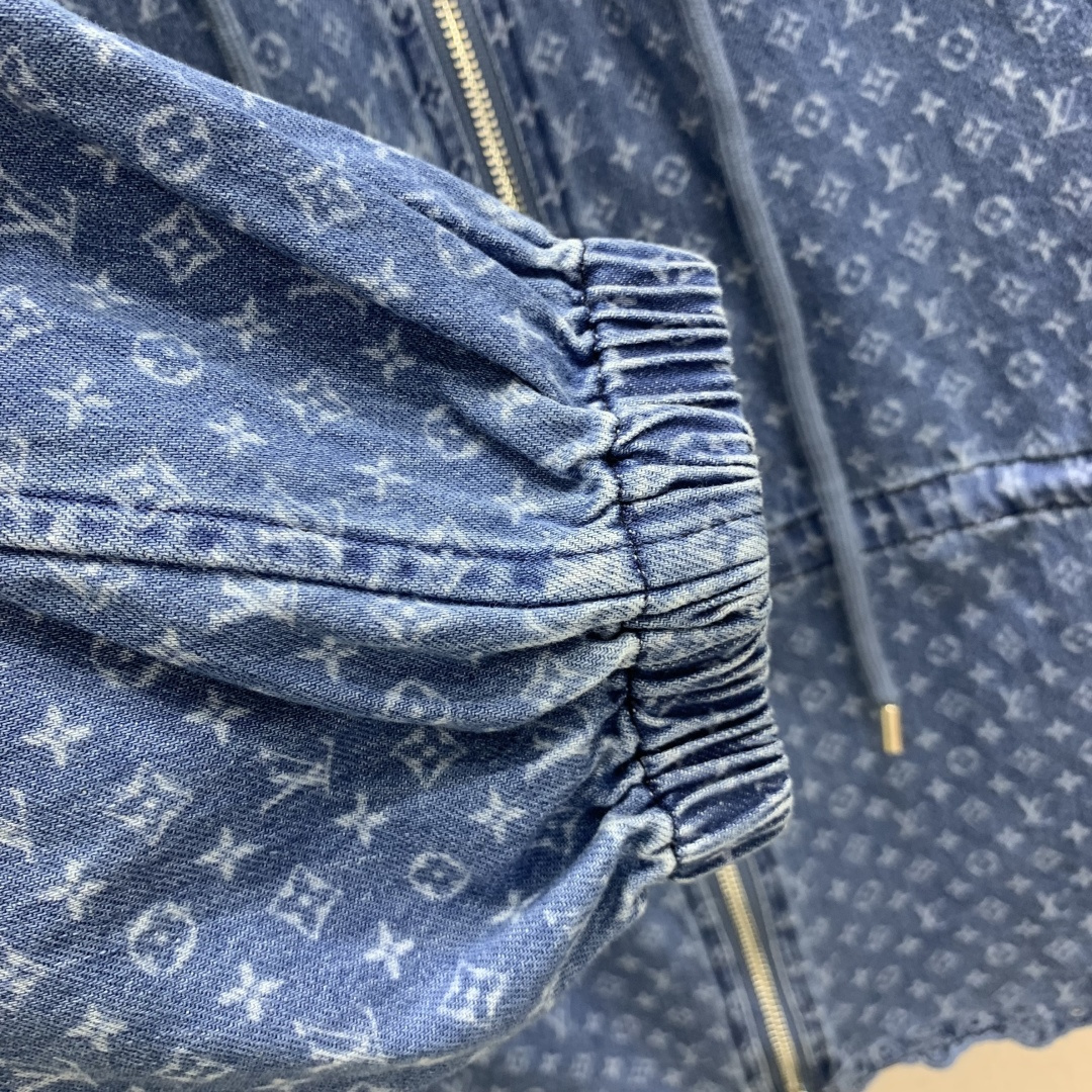 LV Monogram Denim Hooded Drawstring Waist Jacket
