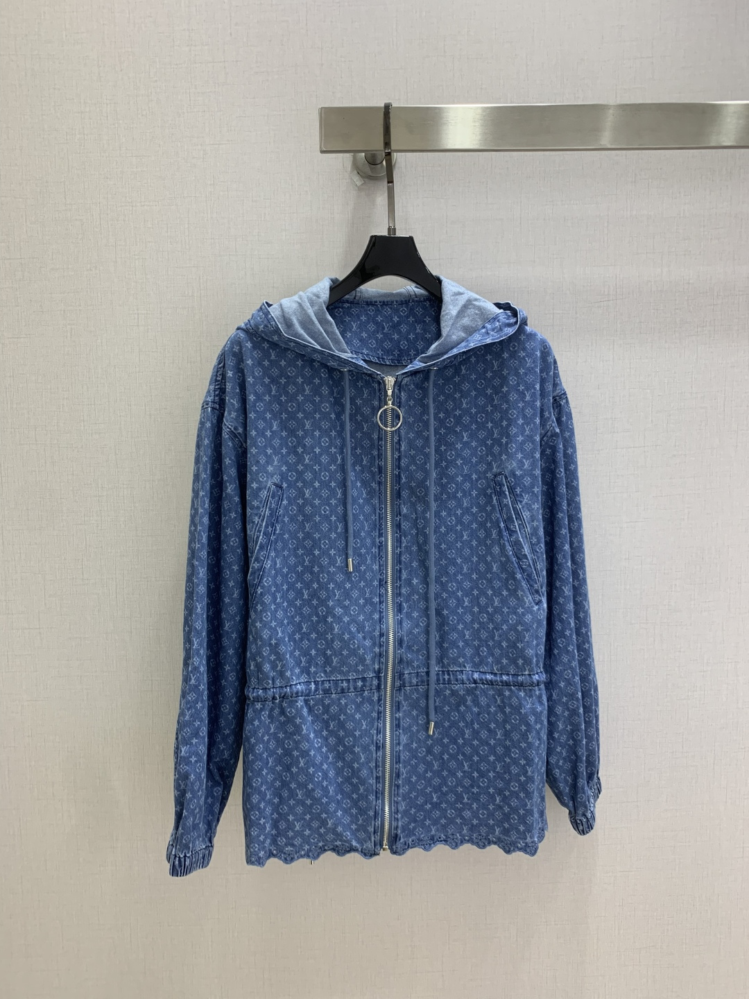 LV Monogram Denim Hooded Drawstring Waist Jacket