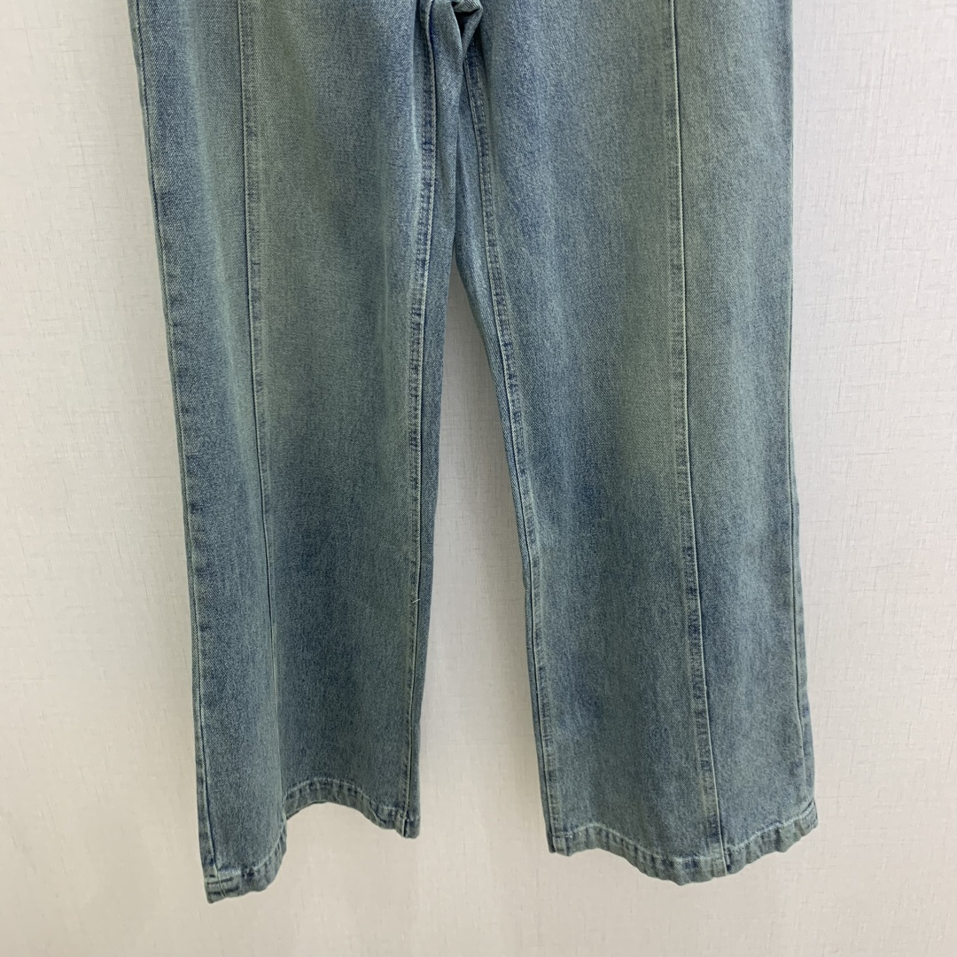 Dior Double Breasted Button Wide Leg Denim Pants