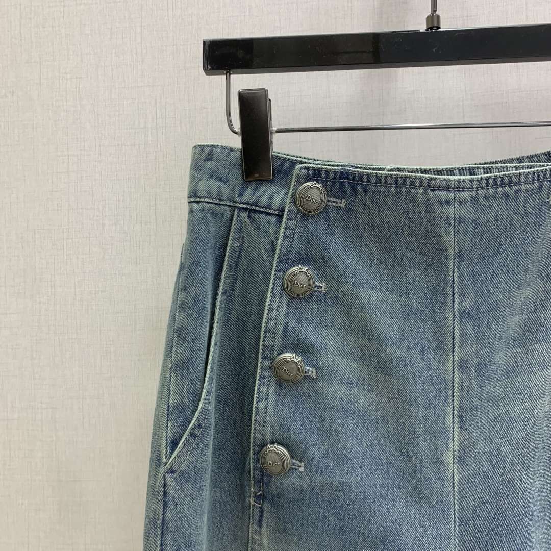 Dior Double Breasted Button Wide Leg Denim Pants