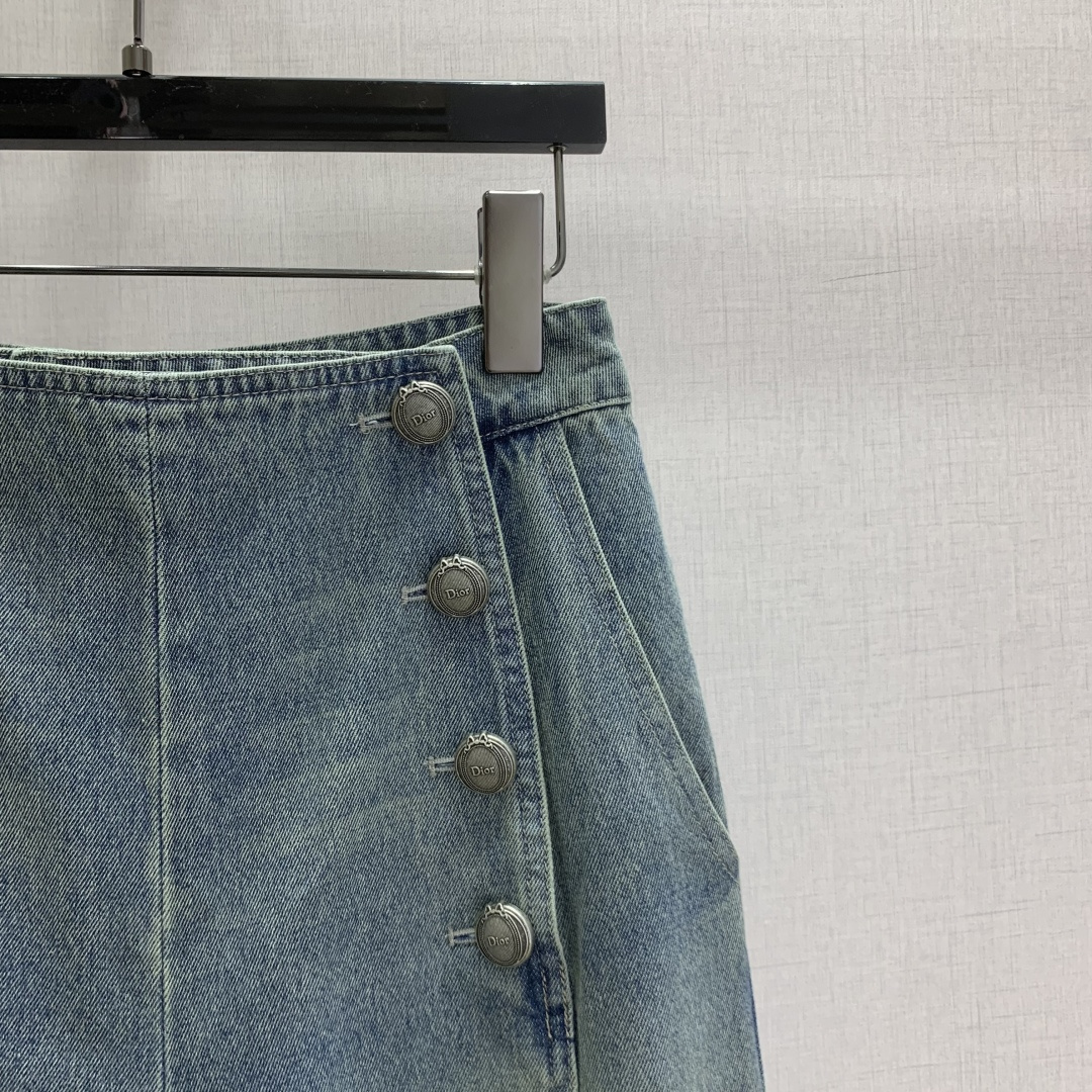 Dior Double Breasted Button Wide Leg Denim Pants