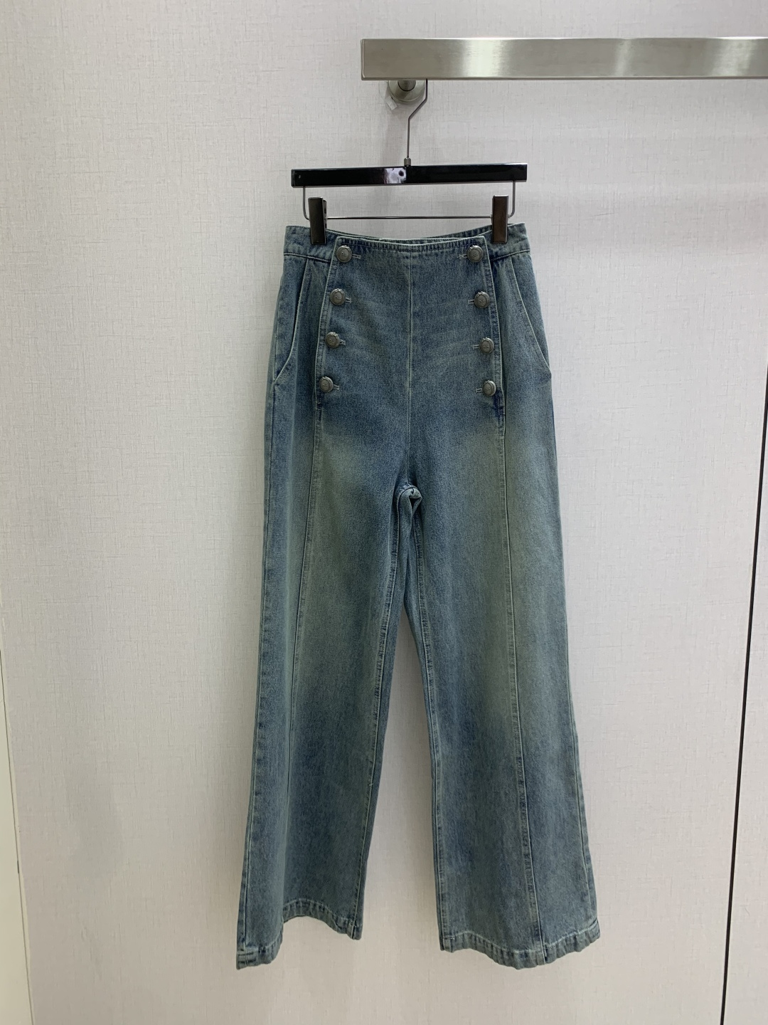 Dior Double Breasted Button Wide Leg Denim Pants