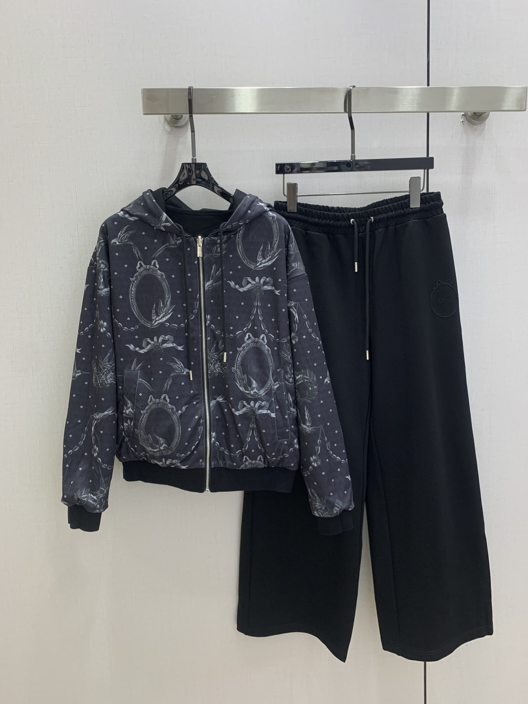 Dark Patterned Jacket and Pants Set