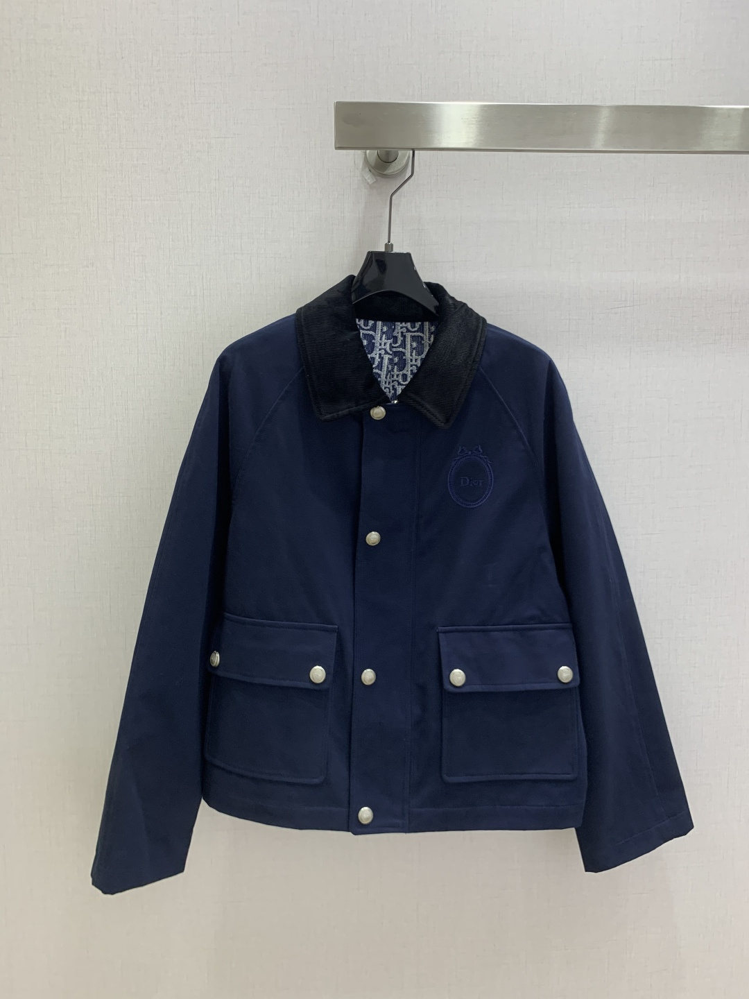 Navy Contrast Collar Jacket