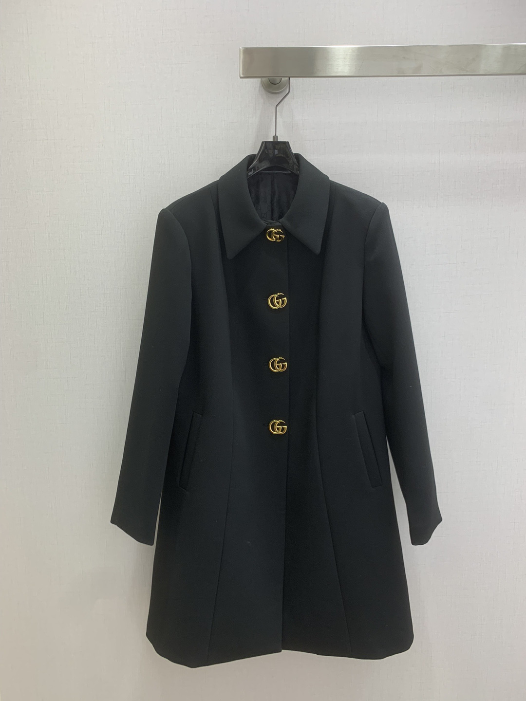 Gucci Black Gold Button Coat